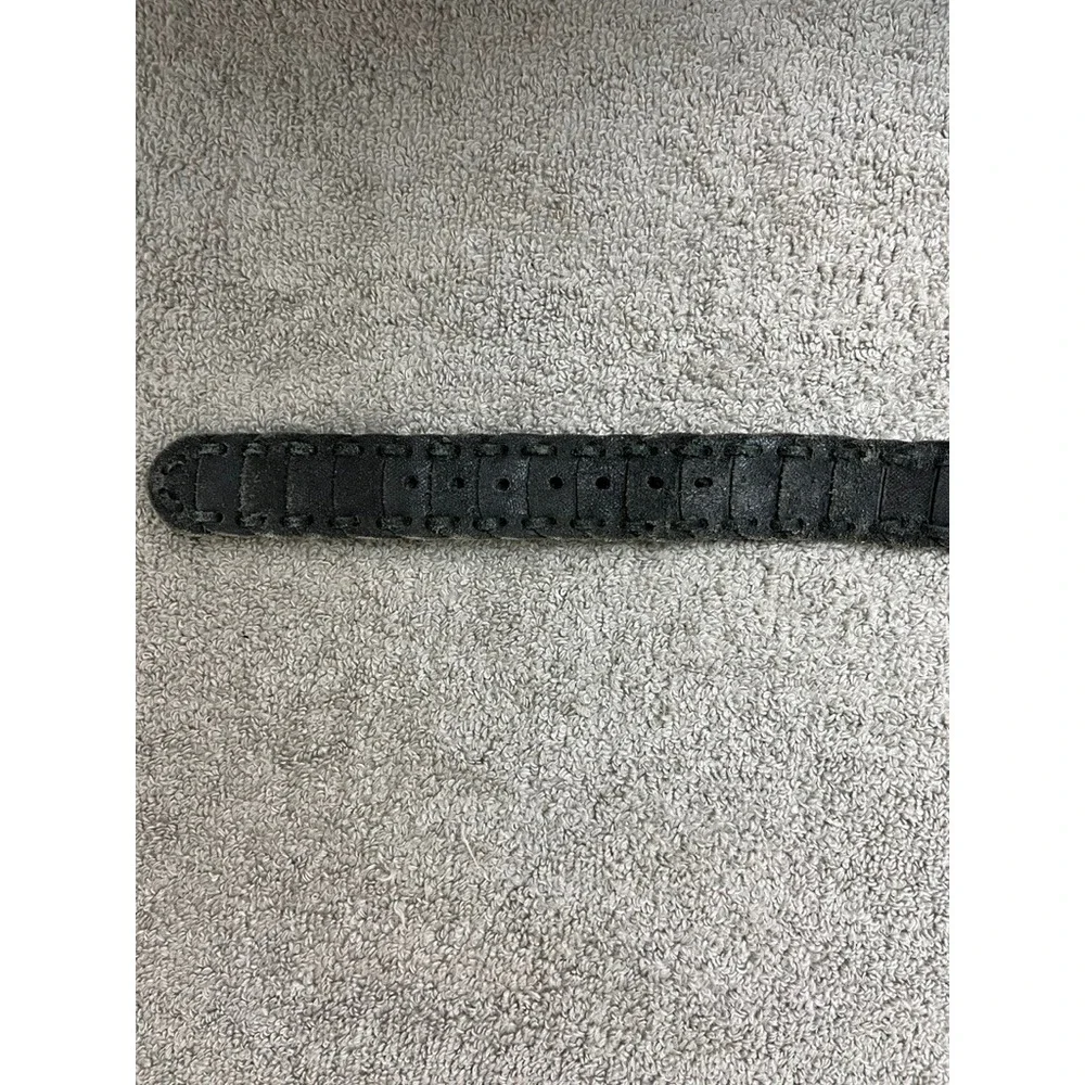 Black Braided Leather Belt Solid Brass Buckle Size 40 Woven Mens Accessory